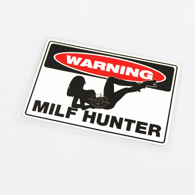 

Fashion Reflective WARNING MILF HUNTER Car Sticker Decal PVC Anti-UV Waterproof Car Window Body Decorative Stickers Accessories