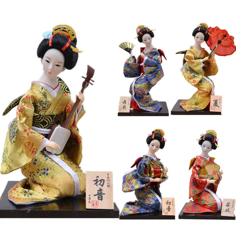 Home Decorative Figurine MYBLUE 30cm Kawaii Japanese Anime Geisha Kimono Doll Japanese Room Decoration Accessories Mordern