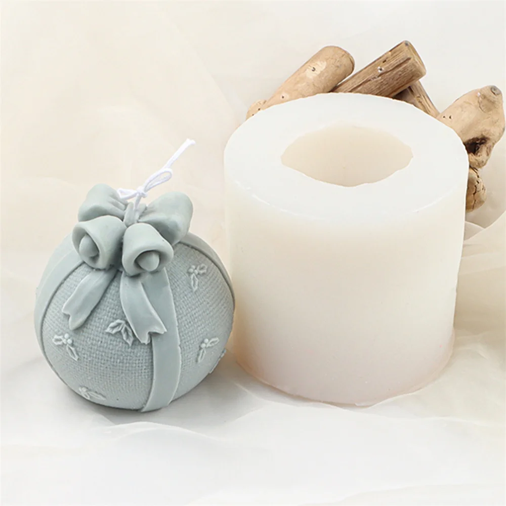 Christmas Scented Candle Supplies Xmas Tree Mold Silicone Gift Ball Resin Soap Tools DIY Scene Cylinder Plaster Ornaments