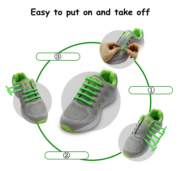 16 teile/los Silikon Schnürsenkel Elastische Halbkreis Silikon Schnürsenkel Spezielle Keine Krawatte Schnürsenkel Männer Frauen Schnürsenkel Gummi Zapatillas – Detail 3