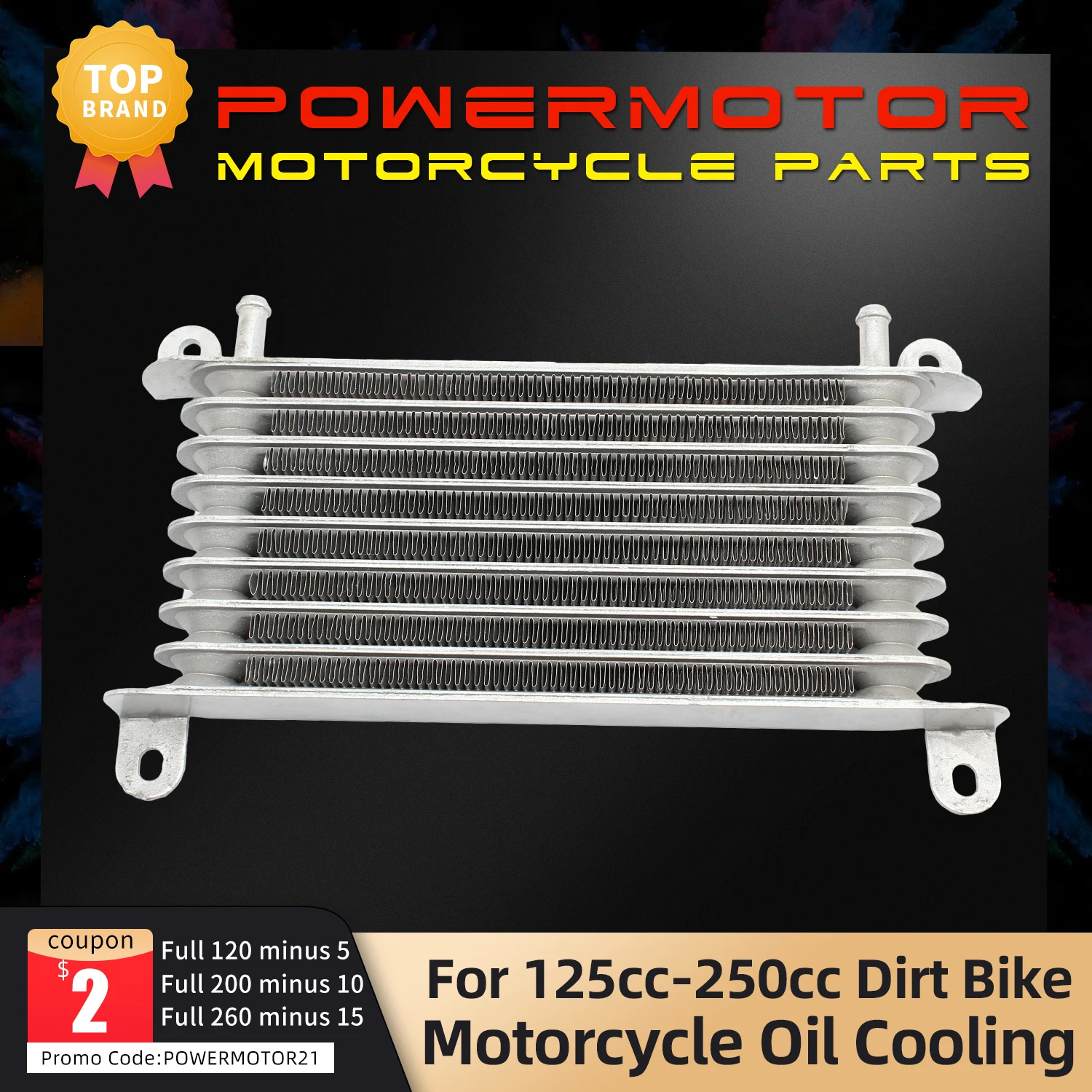 Universal Aluminum Motorcycle Engine Oil Cooler 8 Row Cooling Radiator for 125CC-250CC Motorcycle Dirt Bike ATV