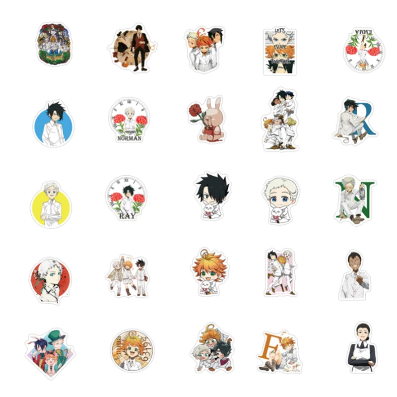 10/30/50pcs   The Promised Neverland Graffiti  Helmet Classic  Stickers Waterproof Skateboard  Pencil  Cases  Travel Suitcase