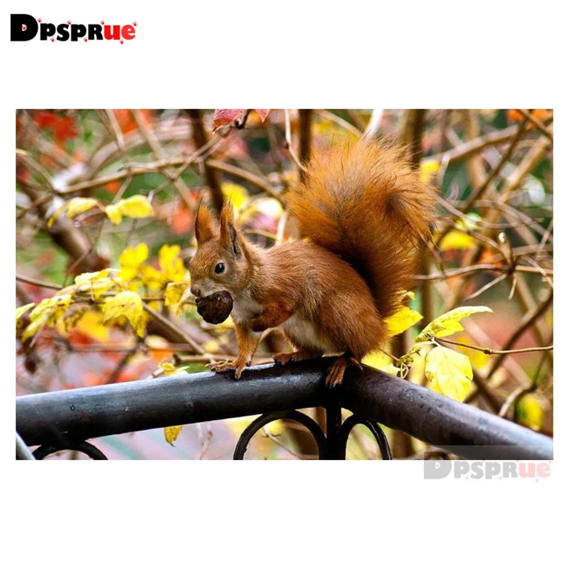 

Dpsprue Full Square/Round Diamond Painting Cross Stitch Diamond 3D Embroidery Animal squirrel DIY 5D Moasic Home Decor Gift Pu44