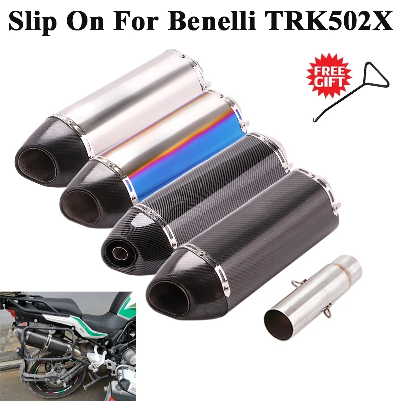 

Slip On For Benelli TRK502X TRK 502X Motorcycle Yoshimura Exhaust Escape Modified Middle Link Pipe Carbon Muffler Silencer R77