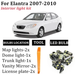 8X Canbus T10 Led Interior Kit Light Bulbs For Hyundai Elantra 2007 2008 2009 2010 Map Dome Vanity Mirror Trunk License Lamps