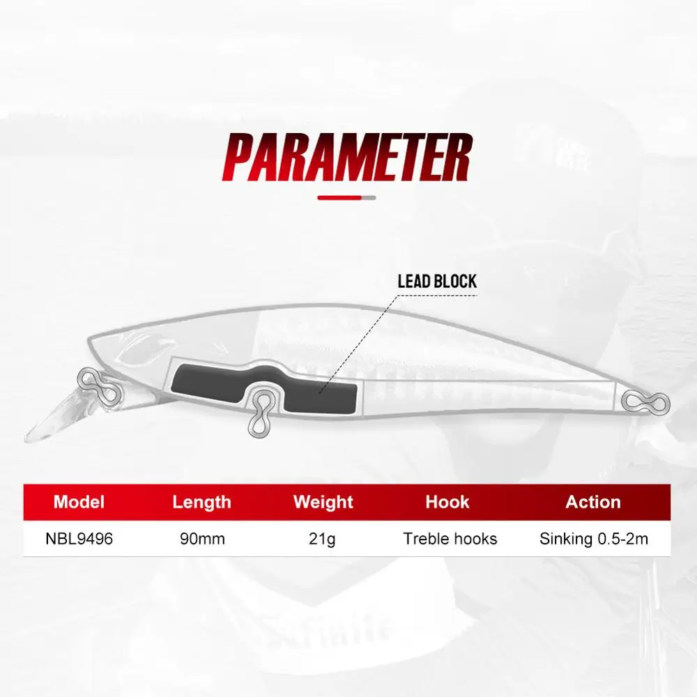 Noeby Jerkbait para lubina – Señuelo hundido 90mm