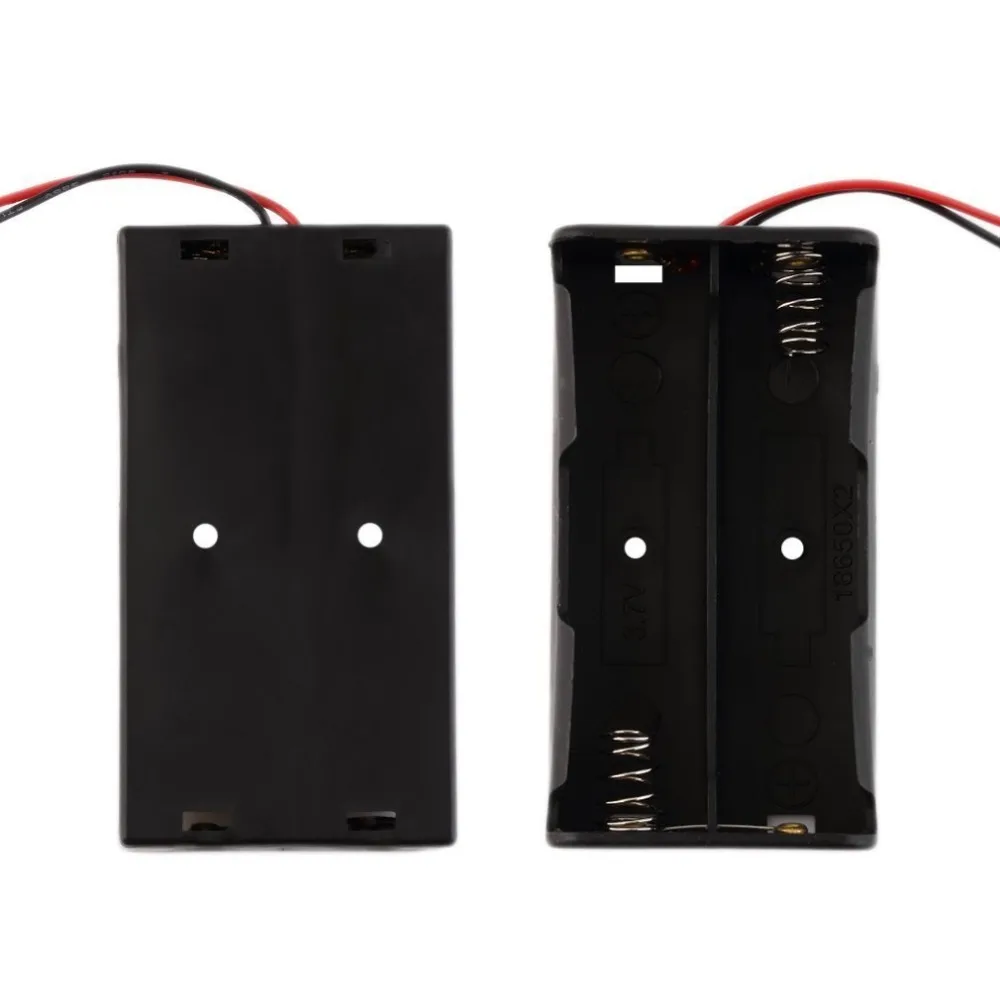صندوق تخزين بطارية بلاستيك أسود ، 1 × 2 × 3 × 4 × 18650 ، 1 ، 2 ، 3 ، 4 فتحات ، حامل بطاريات DIY ، حاوية مع سلك دبوس رصاص
