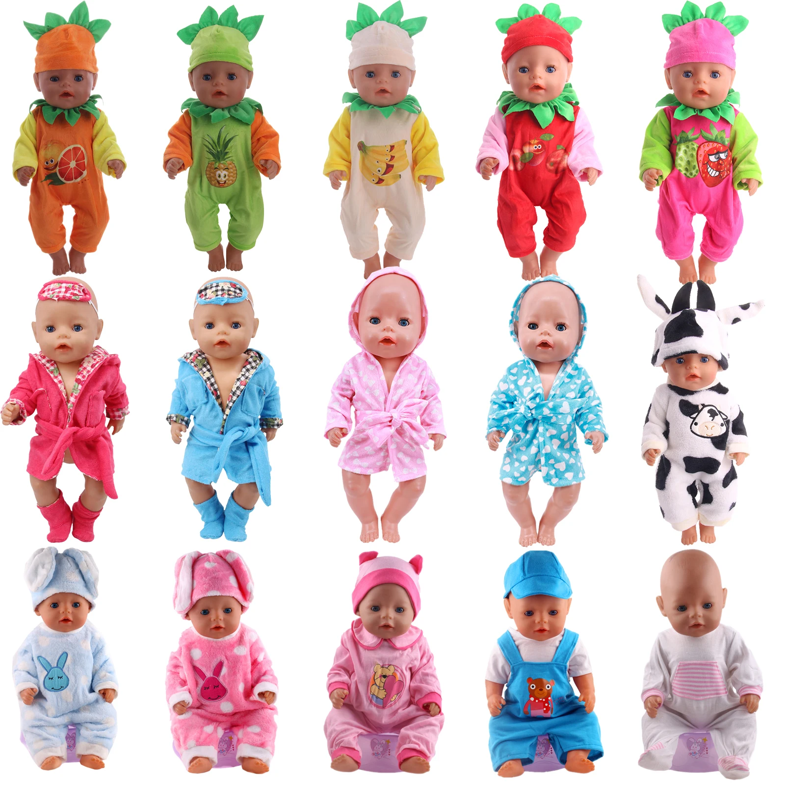 Reborn Doll Clothes Plush pajamas&Overalls Set For 16-18 Inch Girl 43 cm Born Baby Clothes Items Our Generation,Toys For Girls