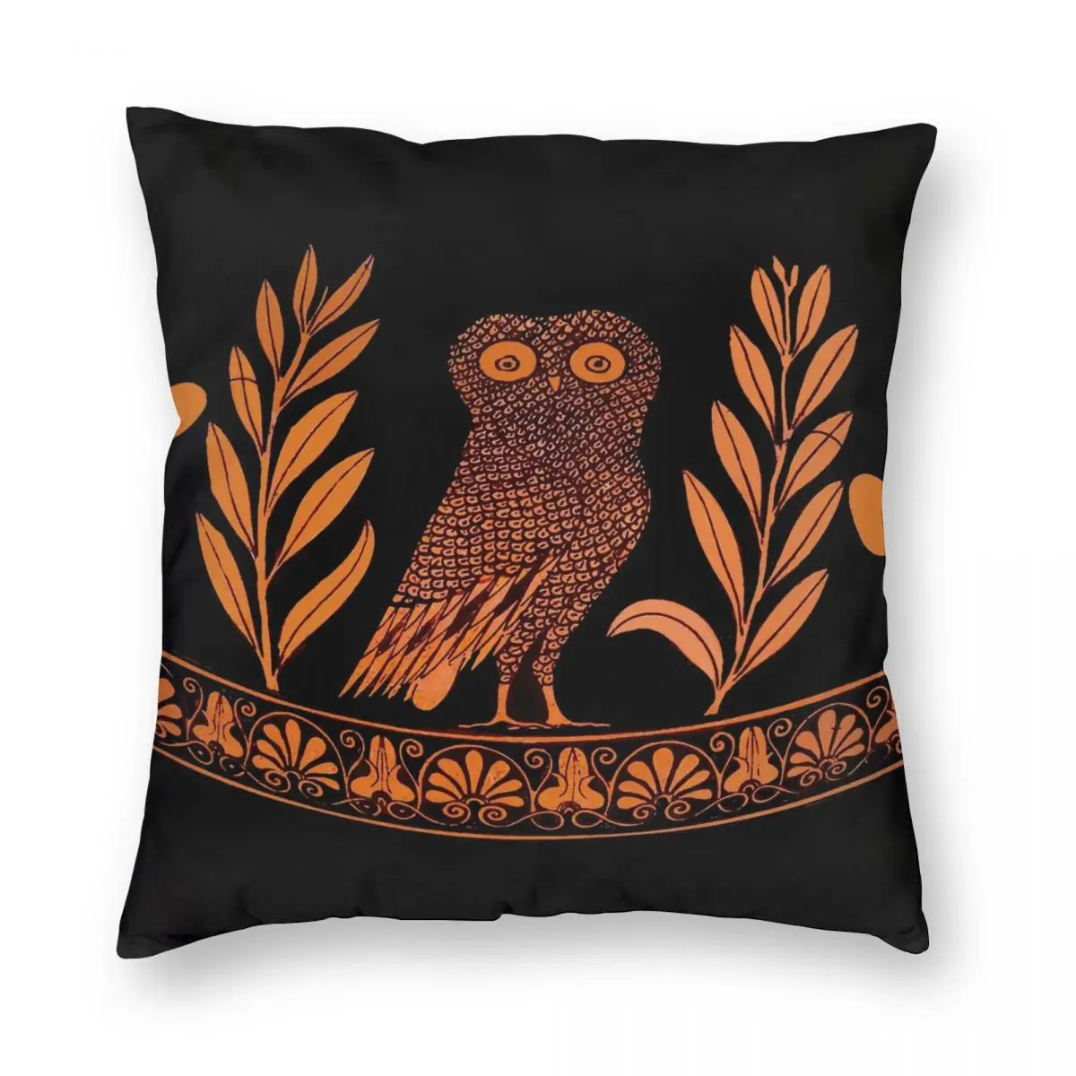 

Attic Red Figure Kalpis Owl Athena Olive Square Pillowcase Polyester Linen Velvet Zip Decor Throw Pillow Case Sofa Cushion Cover