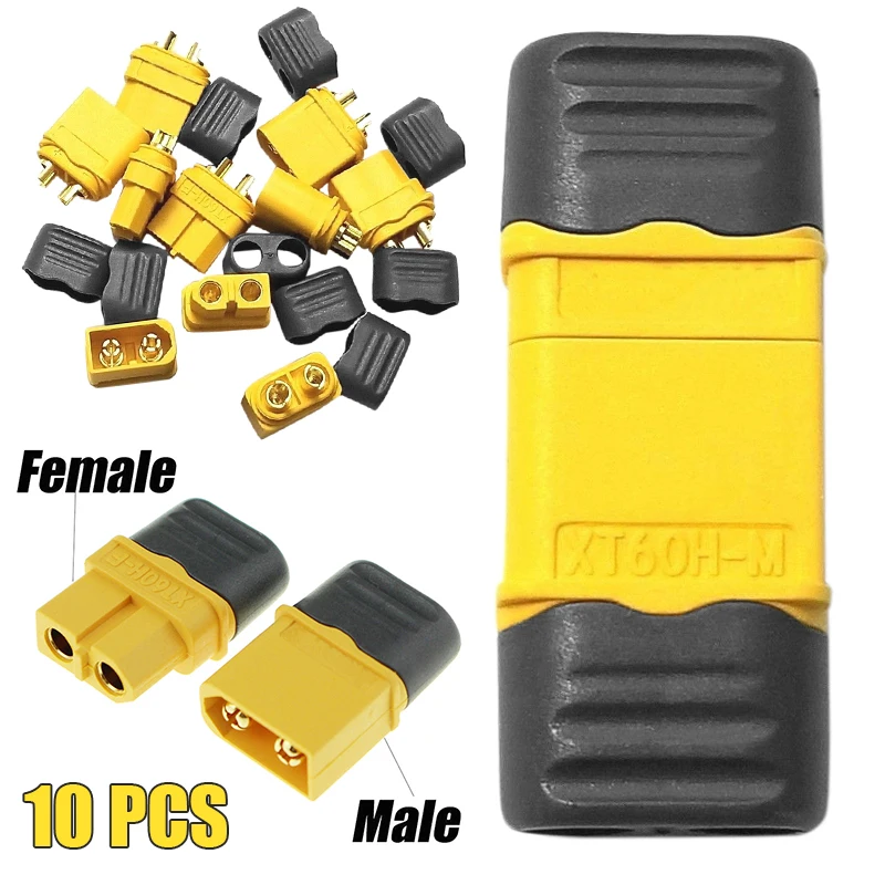 10Pcs Amass XT60H Connector Plug Male/Female Gold Plated with Protective Shell