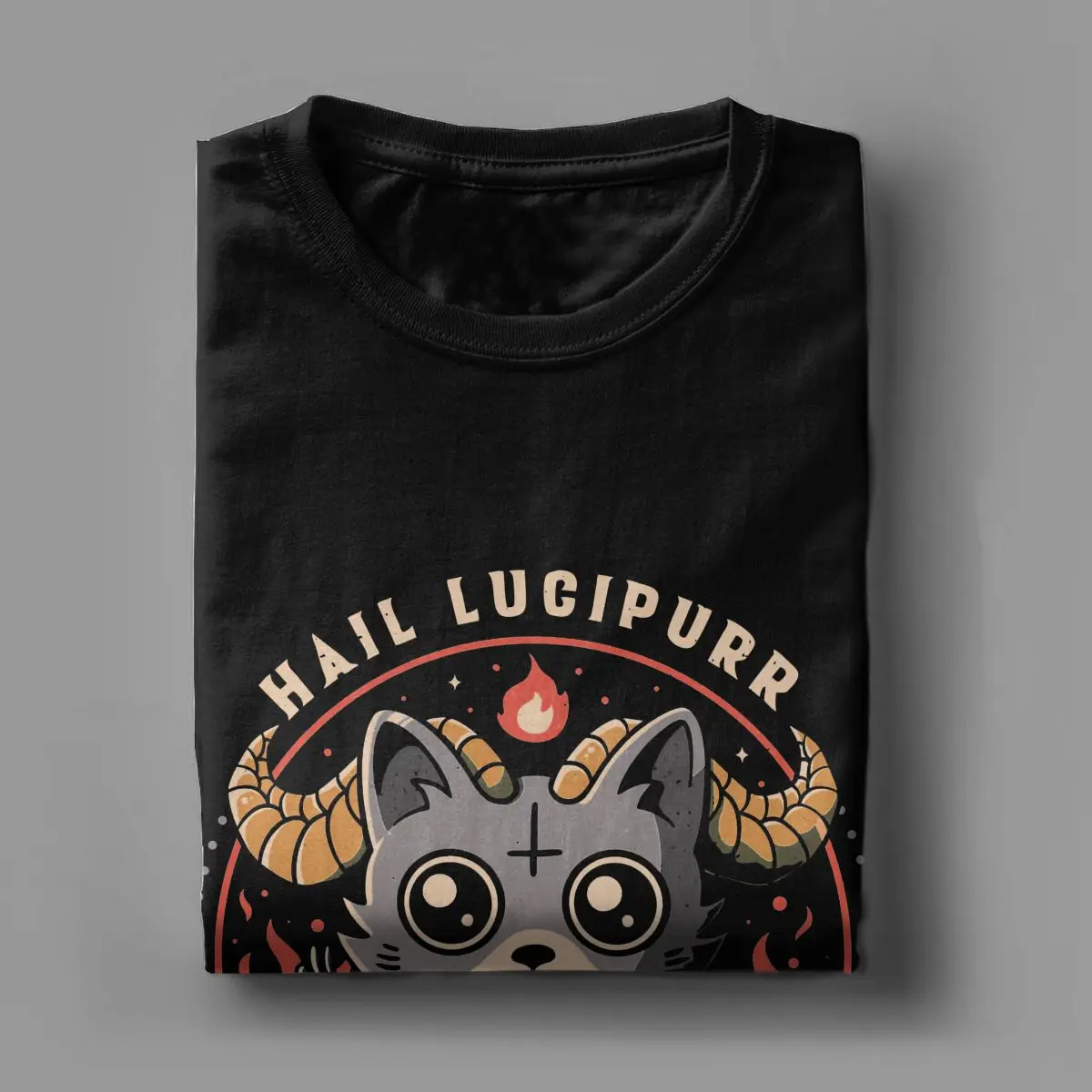 Men Women T-Shirts Hail Lucipurr Tee Shirt Cat Demon Satan Lucifer Evil Baphomet Horror Occult Death Metal T Shirt Big Size Tops