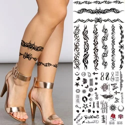 Tatouages Temporaires Épine Tribale Indienne pour Femme et Enfant, Faux Visage, Plume Réaliste, Totem, Extron, Petits Tatouages DIY