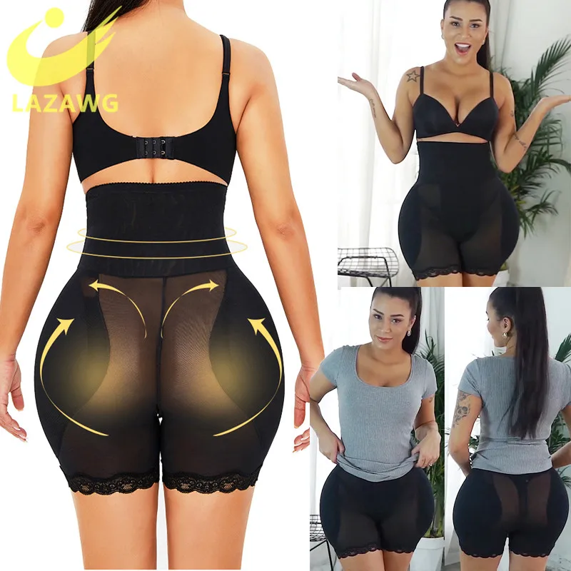 

LAZAWG High Waist Fake Ass Panties Body Shaper Tummy Butt Lifter Booty Enhancer Underwear Hip Pads Cotton Shapewear Plus Size