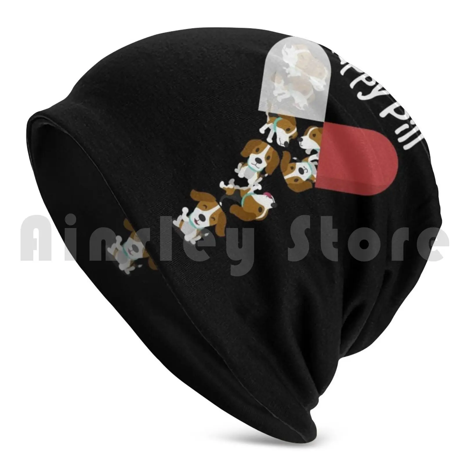 Beagle Dog Happy Pill Shirt Beagle Mom Dad Gift Beanies Knit Hat Hip Hop Beagle Dogs Cute Cartoon Graphic Beagle