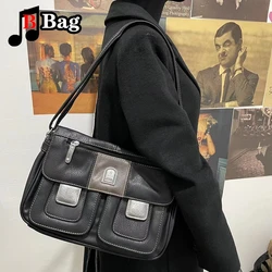 Y2K Harajuku Vintage Women PU Leather Single Shoulder Bag Messenger Bag Hot Girls Handbag Student Commuter Bag Uniform bag tote