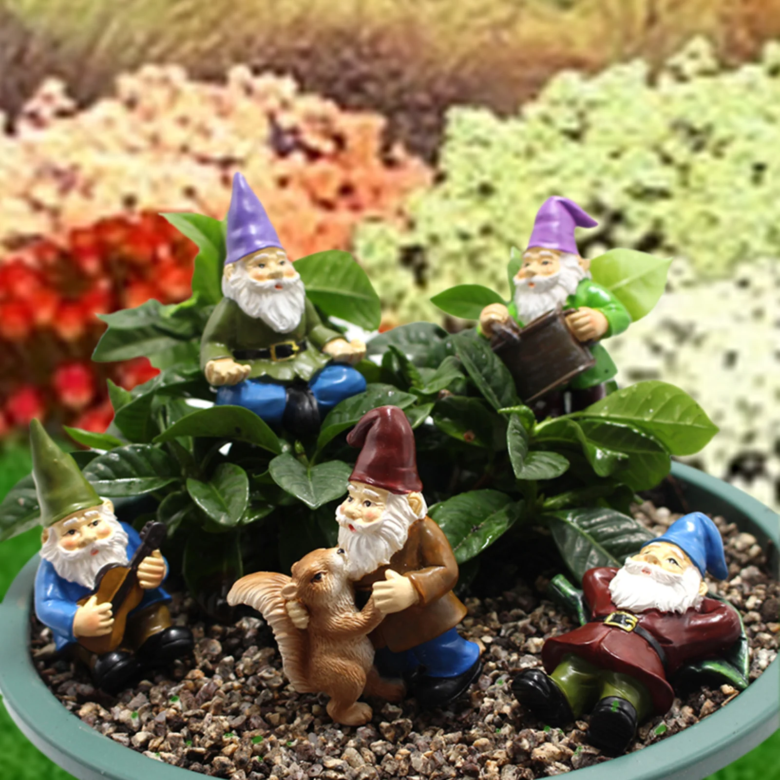 5pcs Fairy Garden Miniatures Gnome DwarfMini Gnome Figurines Garden Gnomes and Fairys Resin Dwarf for Terrarium