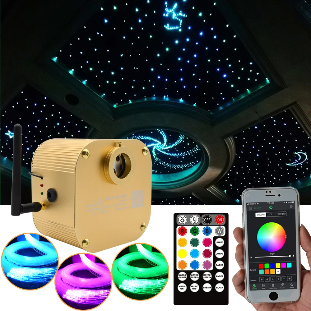 

Twinkle Fiber Optic 400 pcs 4m Smartphone APP Music Control 16W RGBW Light Fiber Optic Star Ceiling Kit