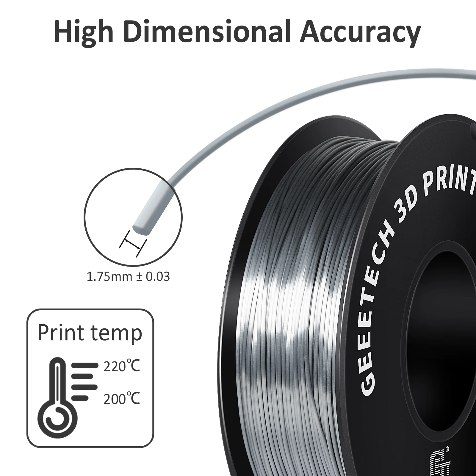 Geeetech Standard PLA Filament 1kg 1.75mm 3D Printer Plastic Material, Accuracy 0.03mm, Fit Most FDM Printer