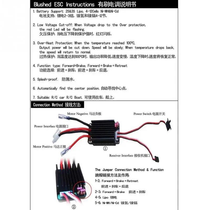 Contrôleur De Vitesse Électronique RC 320A ESC Brossé - Pièce De Mise à Niveau Pour Voiture Et Bateau Télécommandé