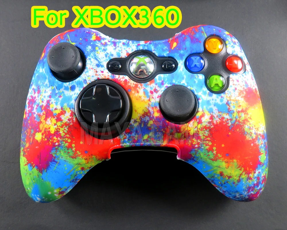 1pc Per XBOX360 Controller Maniglia Custodia protettiva Custodia protettiva in silicone Stampa a trasferimento d'acqua Copertura protettiva per la pelle