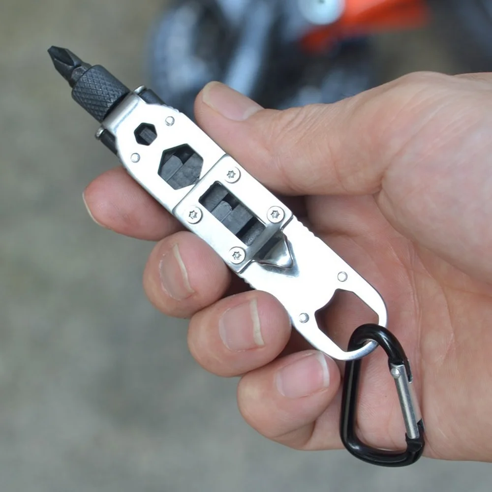 

Portable Multi-function Tool Magic Screwdriver, Changeable Wrench, Bottle Opener, Key Ring, Camping Supplies