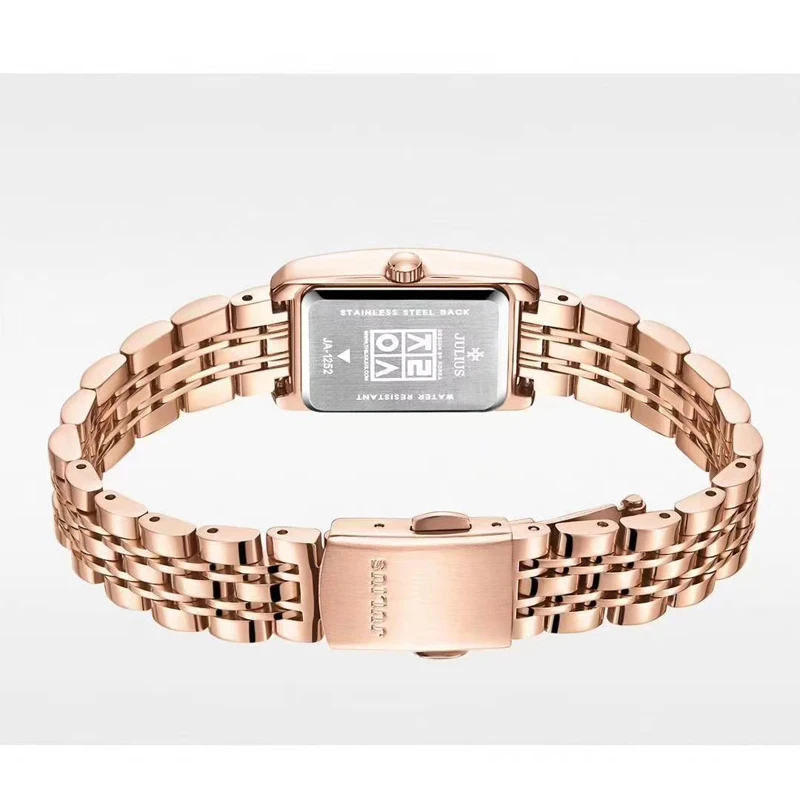 Reloj clásico de lujo para mujer, reloj de pulsera de acero inoxidable de moda fina, regalo para niña, caja Julius