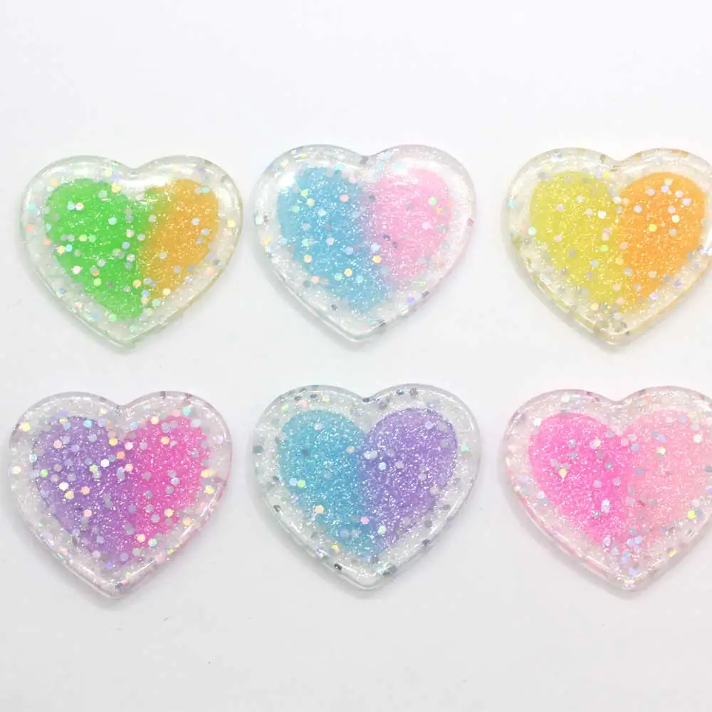 

Hotsale Cute FlatBack Resin Cabochons Gradient Glitter Scrapbooking Heart Star Crafts For Jewelry DIY Decoration