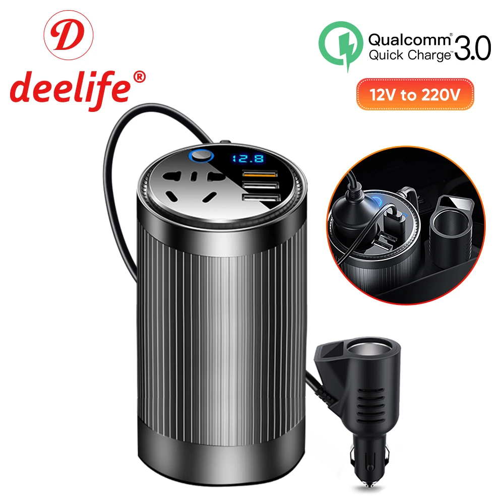 Deelife 200W konwerter samochodowy 12 v do 220 v przetwornica napięcia DC 12 V ~ AC 220 V Auto inwertery napięcia dla usa AU ue wtyczka