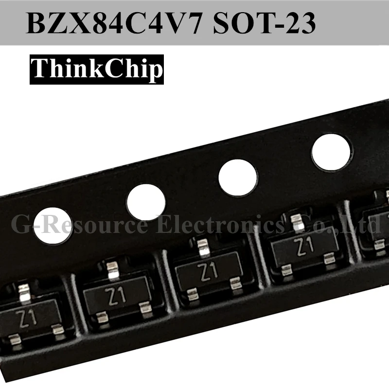 (100pcs) BZX84C4V7 SOT-23 SMD Voltage Stabilized Diode 4.7V (Marking Z1)