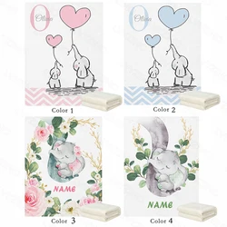 LVYZIHO Personalized Name Elephant and Balloon Baby Blanket - 30x40 / 48x60 / 60x80 Inches - Fleece Blanket