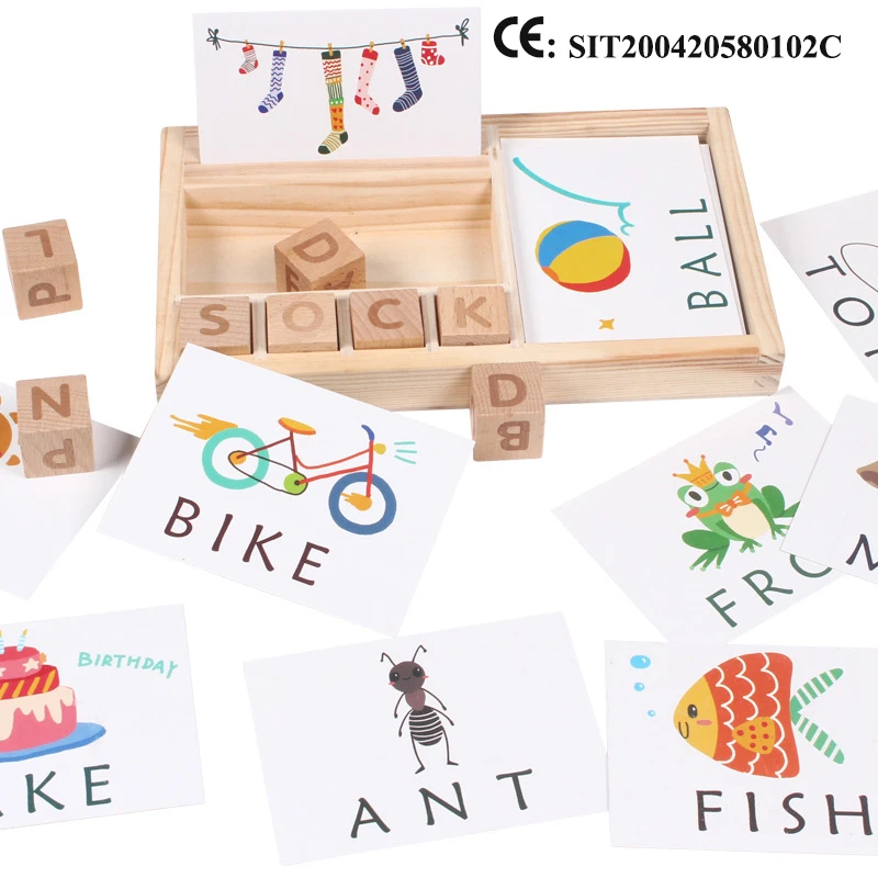 Jeu d'orthographe en bois pour enfants, jouets éducatifs précoces, Puzzle éducatif Montessori, nouvelle collection