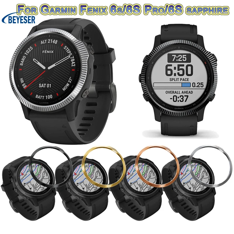 

Fit For Garmin Fenix 6S/6S Pro/6S Sapphire Style Frame Case Smart Goods Watch Stainless Steel Cover Anti-scratch Protection Ring