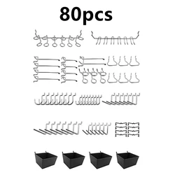 80pcs Pegboard Hooks Assortment Home Storage Hooks Peg Board Tool Hanger Set Garage Kitchen Workshop Organizer Utility Hooks