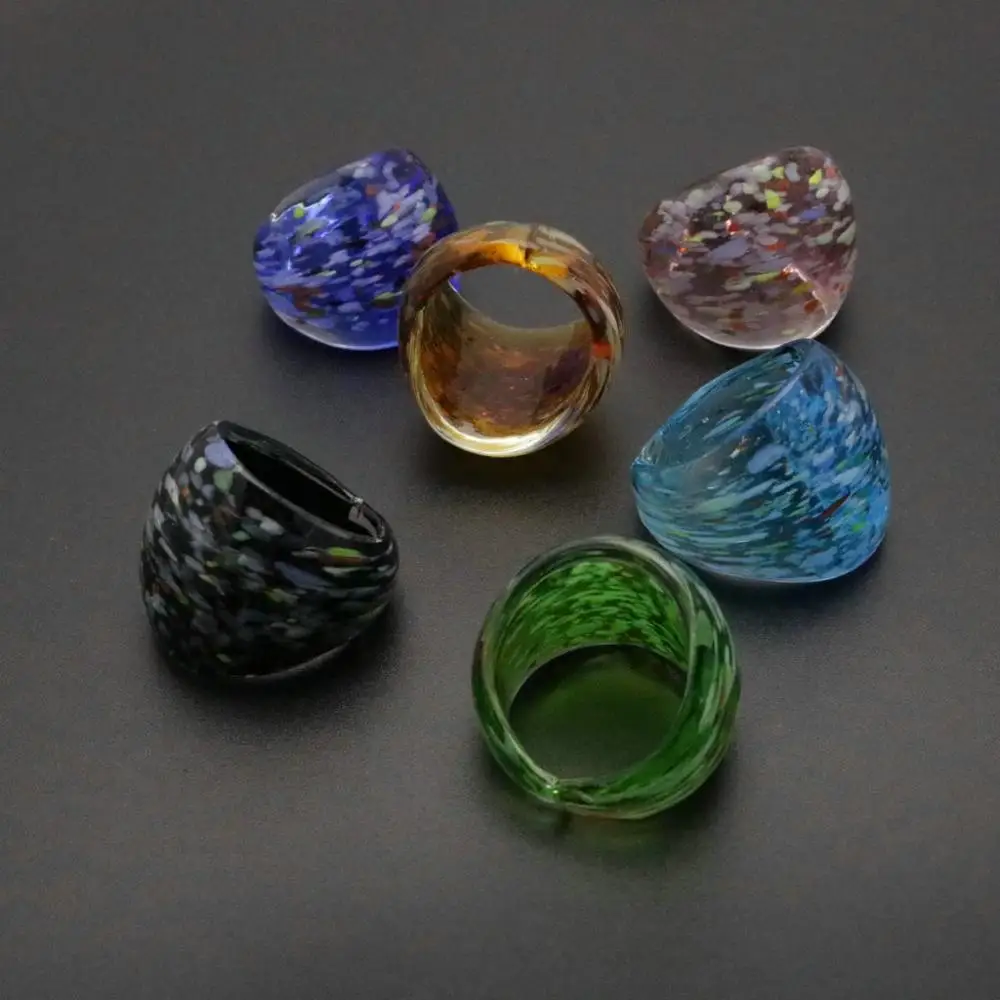 Sands Murano Starry Sky Way Glass Woman Ring Black Blue Purple Free box