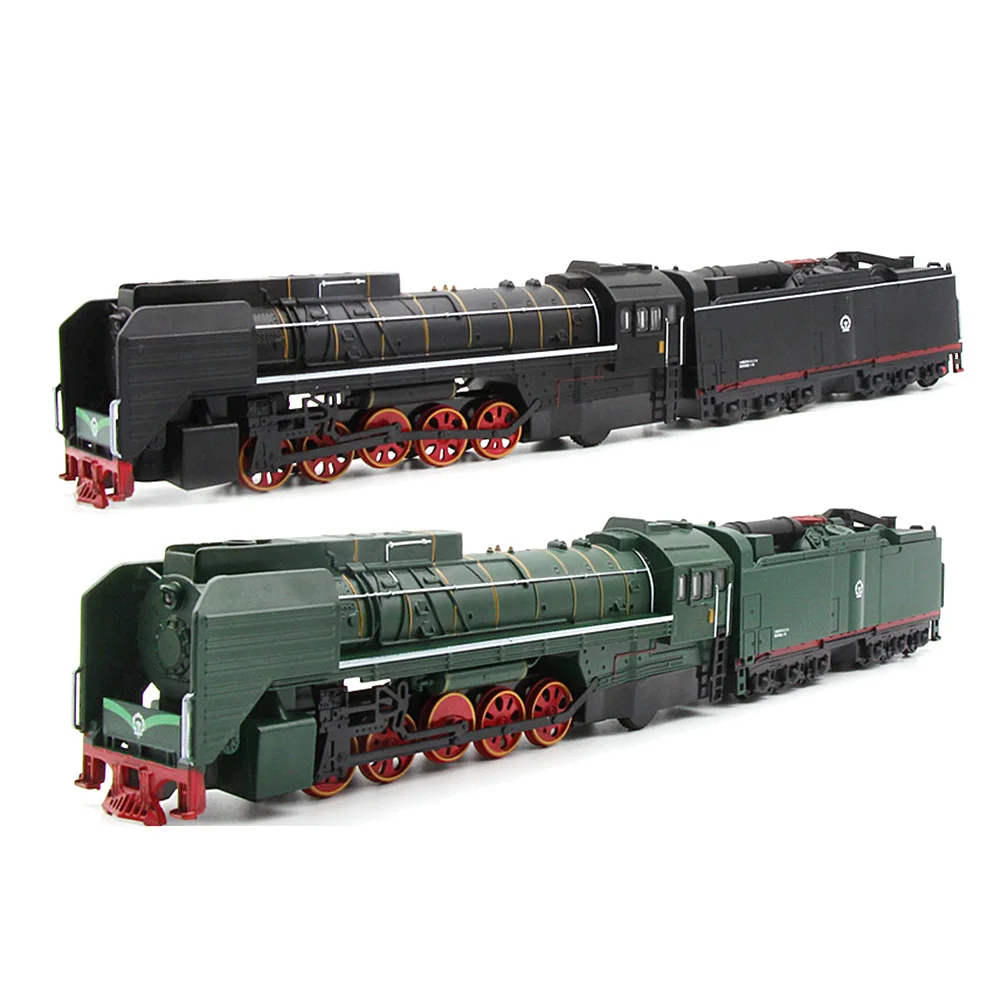 1:87 Scale Steam Train Diecast Locomotive Alloy Model Toy Cars Pull Back Train With Sound Light Railway Track Toys For Children