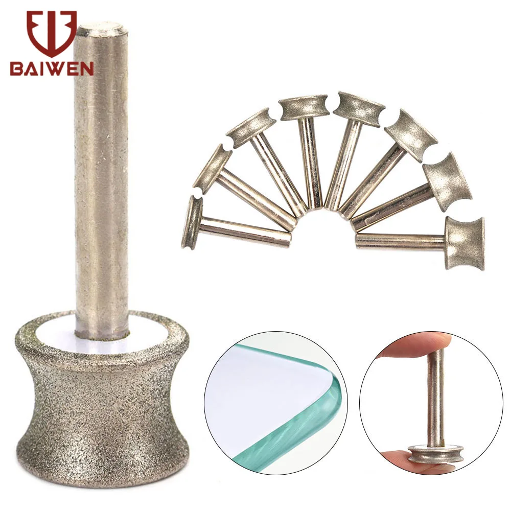 Concave Diamond Abrasive Grinding Wheel Glass Round Burr Drill Bits 2mm-12mm for Bracelet Ring Jade Carving Polishing