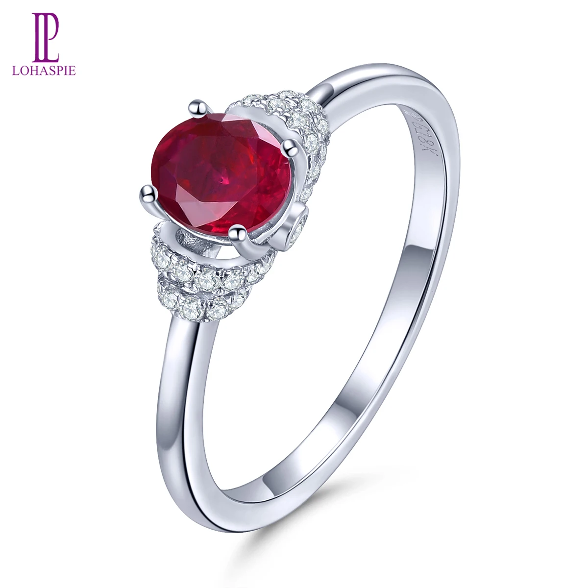 

LP Solid 14 K White Gold Ring 0.7 Carats Natural Ruby & 0.17 Carats Diamonds Rings Romantic Style Fine Jewelry Valentine's Day