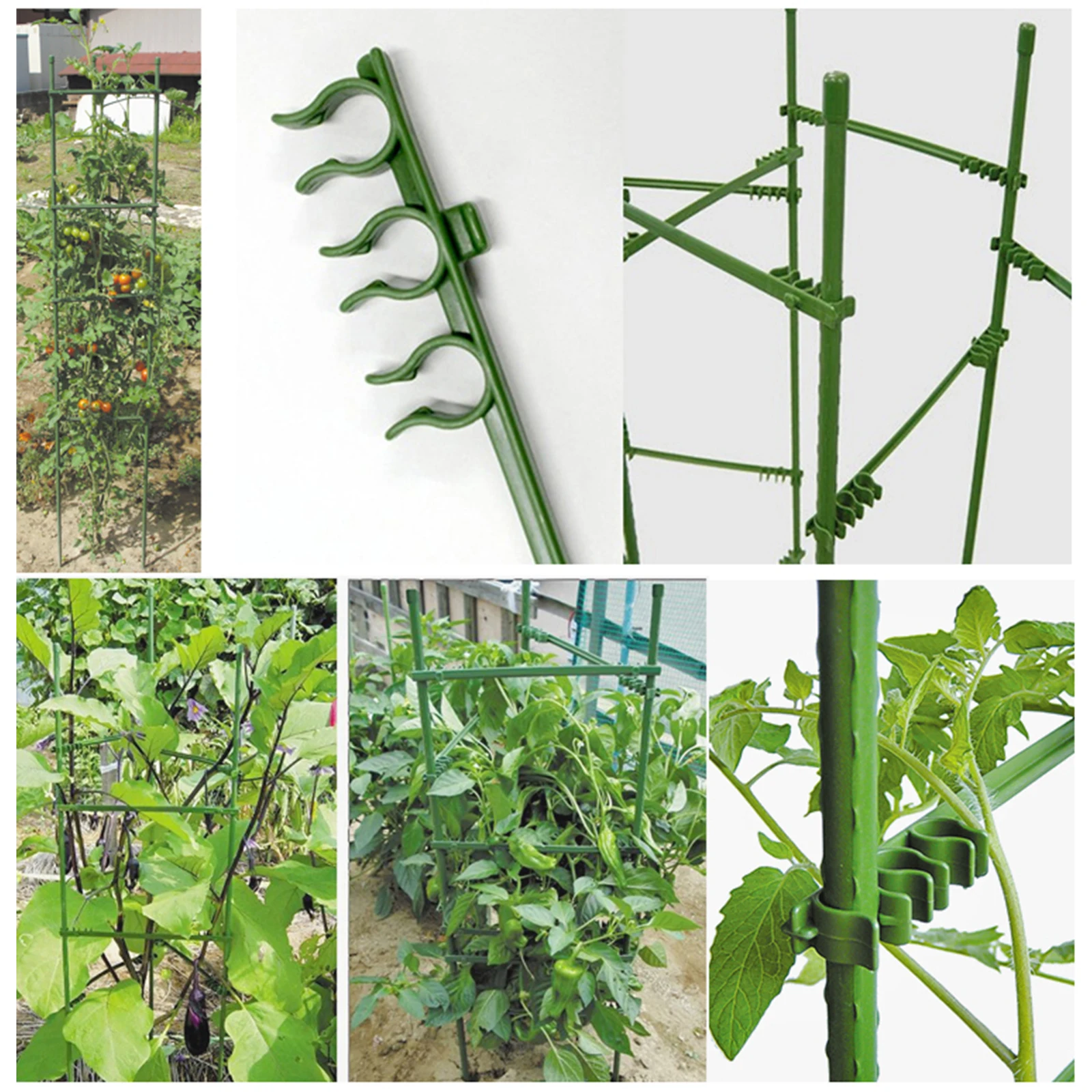 

Gardening Pillar Tomato Arms Cage Holder Extendable Grid Connector Plastic Adjustable Accessories For Plant Pile Reusable 12pcs