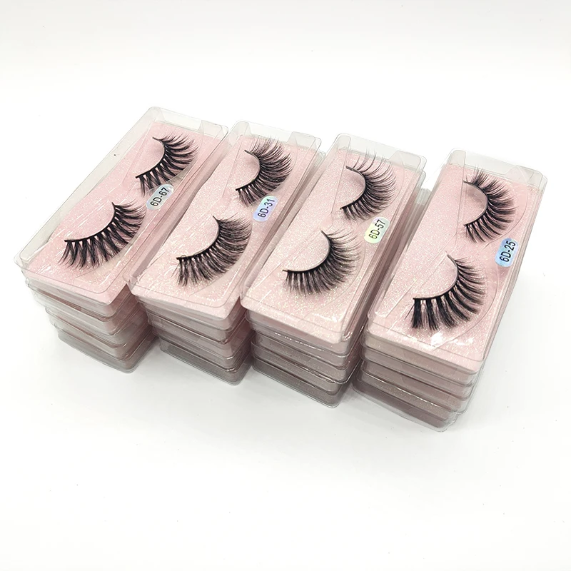 Wholesale Mink Eyelashes 6D Mink Lashes Bulk Mix Eyelash Styles Natural False Eyelashes Extension Soft Faux Mink Eyelashes