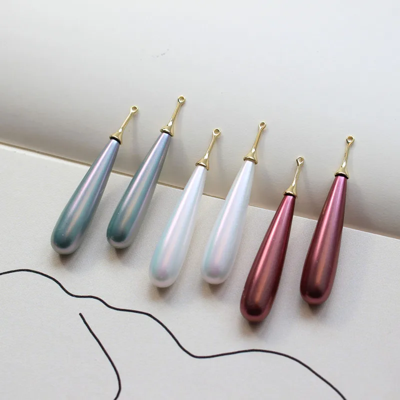 

New style 12pcs/lot color beads decoration geometry water drop shape copper charms diy jewelry earring accessory