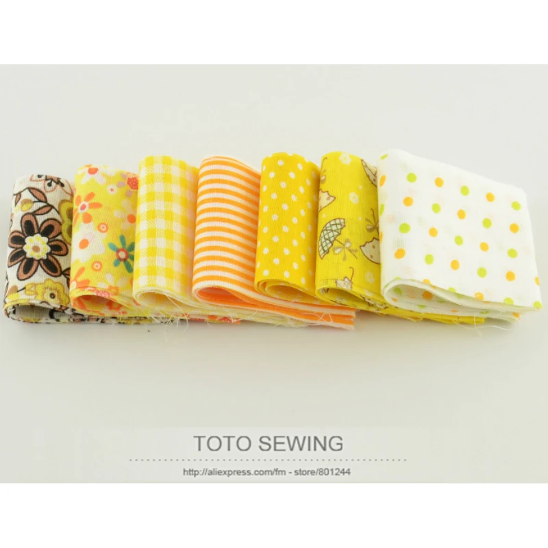 Booksew 100% cotone tessuto F036 7 pz/lotto oro giallo Set gelatina rotolo strisce trapuntatura Patchwork 5cm x 100cm per fai da te artigianato