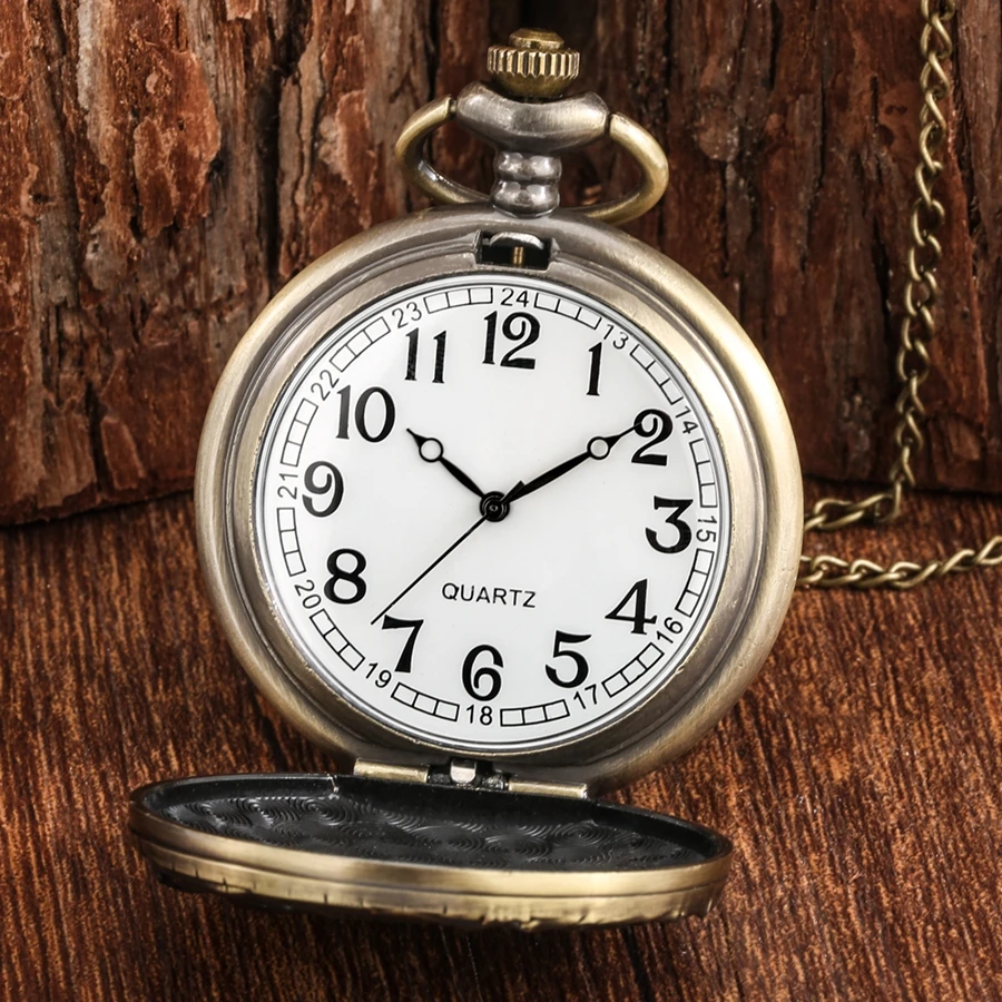 Bronze Crane/Elk/Elephant Animal Quartz Pocket Watch Round Dial Pocket Necklace Pendant Sweater Chain Pocket Clock for Men Women