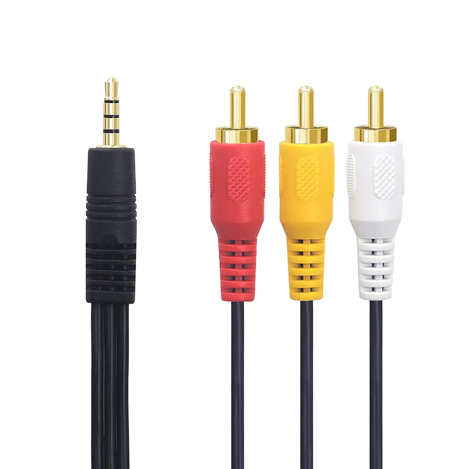 2-Pack 3.5 مللي متر إلى 3 RCA AV كابل 4FT ، 1/8 "TRRS AUX ذكر (CTIA) إلى RCA ذكر ستيريو الصوت والفيديو كابل للتلفزيون وكاميرات الفيديو ومشغل دي في دي