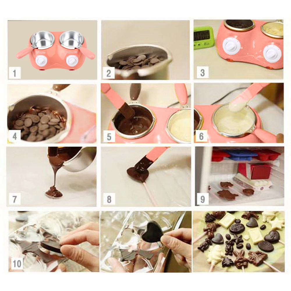 Long Handle with Mold Electric Chocolate Melting Pot DIY Scented Candle Soap Butter Heating Candy Wax