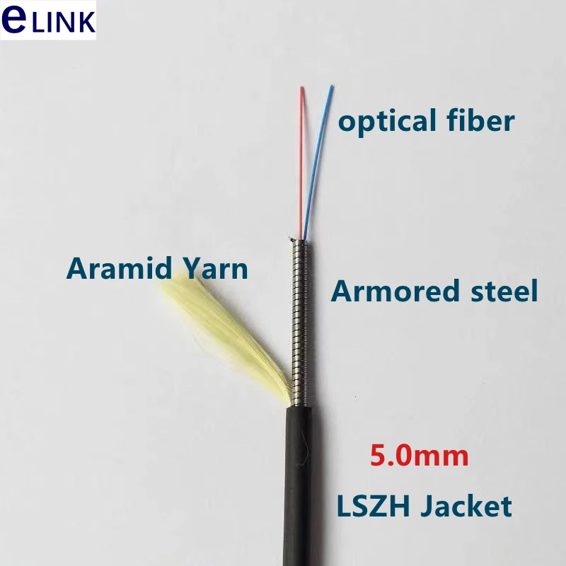 Armored LSZH Fiber Optic Patch Cords, Waterproof, LC, SC, FC, 4 Core Patch Lead, FTTA, Outdoor, SM, OD = 5.0mm, 150MTR