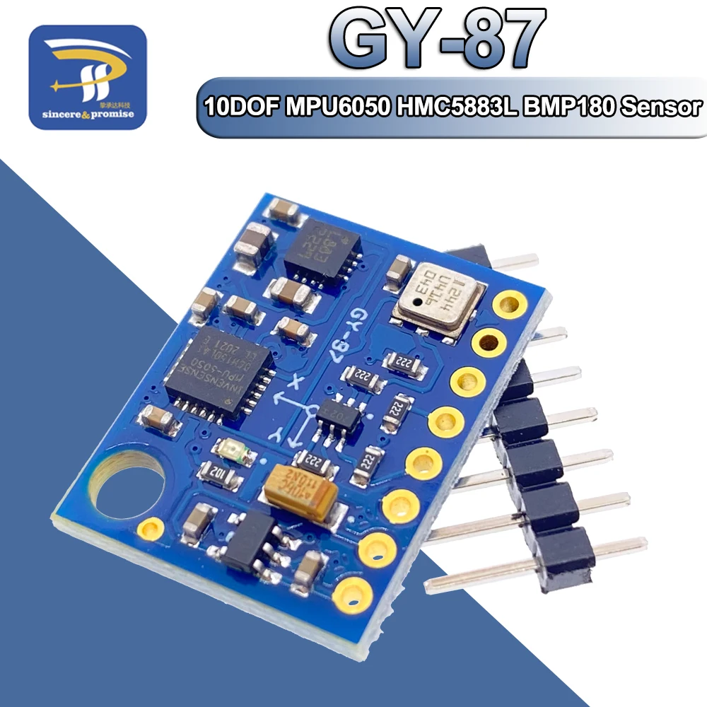 GY-87 10DOF Module MPU6050 HMC5883L BMP180 GY87 Sensor Module 3V-5V GY87 For Arduino Power High Accurancy