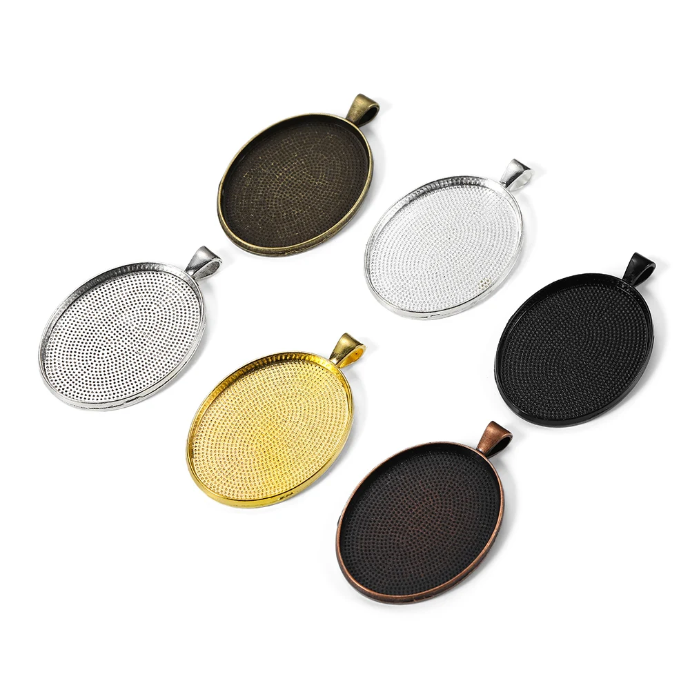 5pcs/lot Fit 30*40mm Glass Gold Pendant Blank Settings Cabochon Base Cameo For DIY Jewelry Making Supplies Accessories