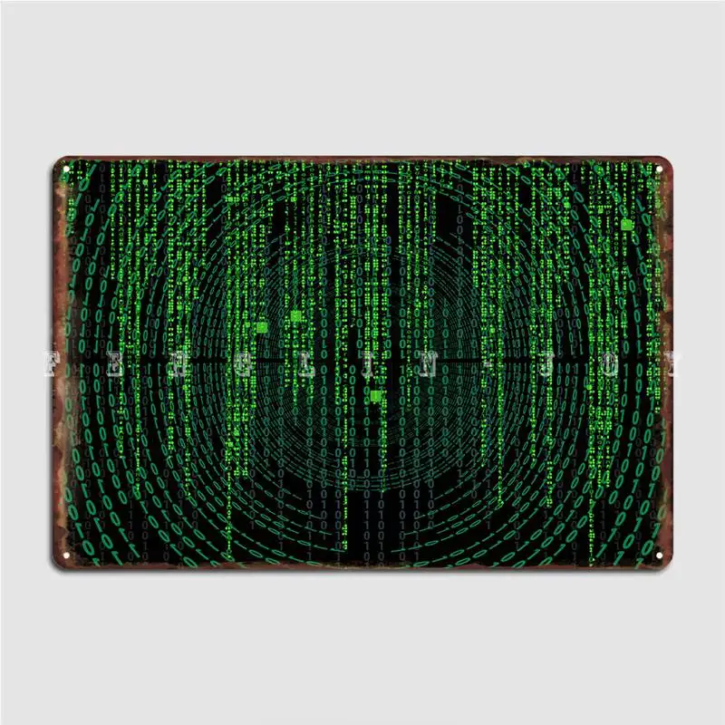 Matrix Green Code Metal Sign Classic Cinema Kitchen Plates Bar Cave Tin Sign Posters