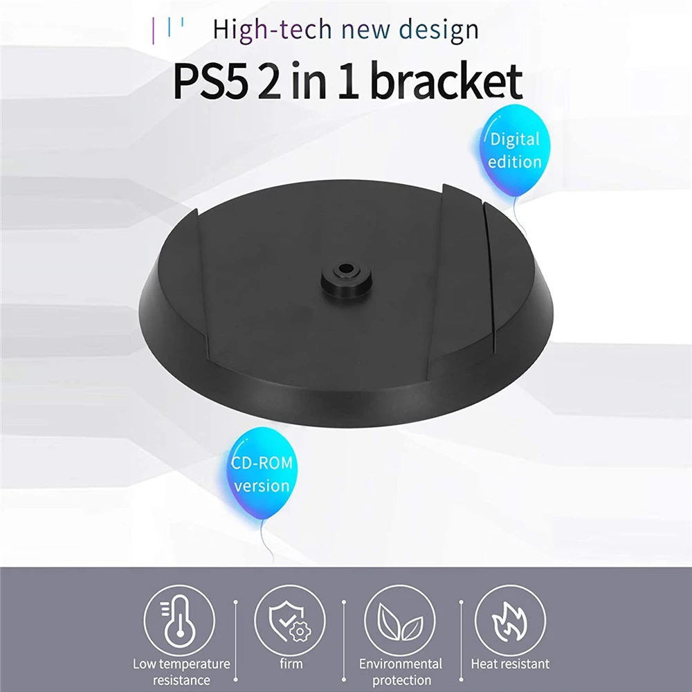 

Vertical Stand for Playstation 5 PS5 Console 2 in 1 Game Console Upright Holder Base Replacement CDROM Digital Version Bracket