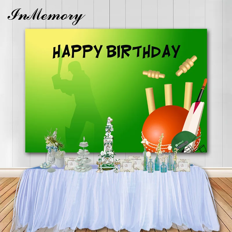 

InMemory Cricket Party Back drop Photography Props Children Happy Birthday Backgrounds Photo Studio Sports Party Decorations